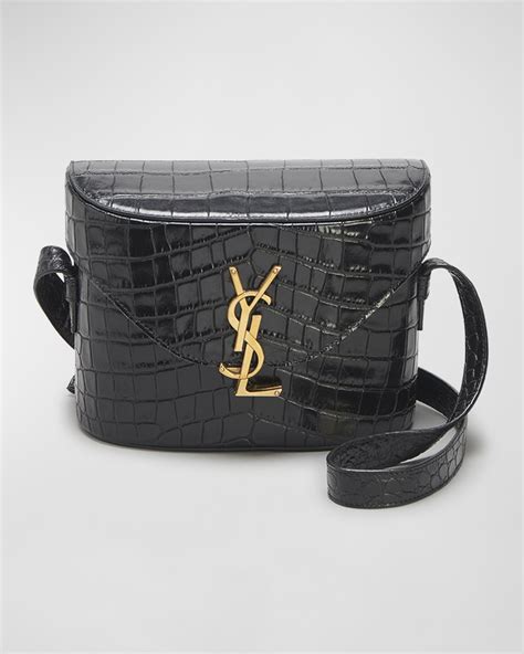 ysl croc embossed phone holder shoulder bag